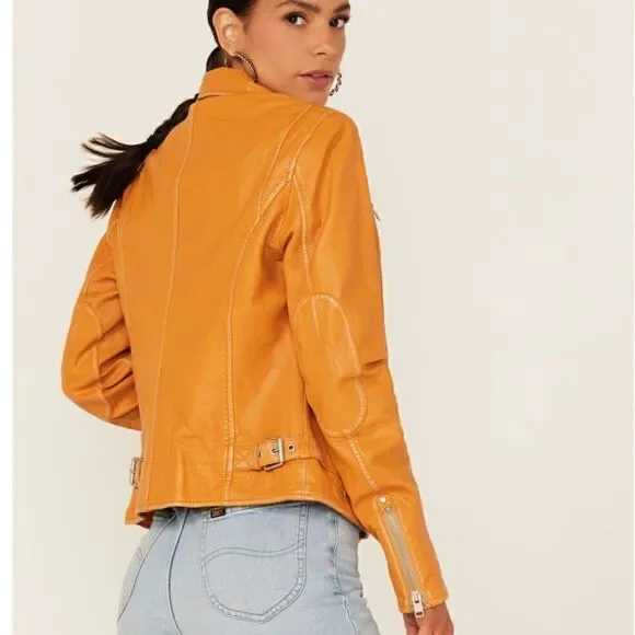 Free People MAURITIUS LEATHER WOMEN'S SOFIA MOTO LEATHER JACKET
